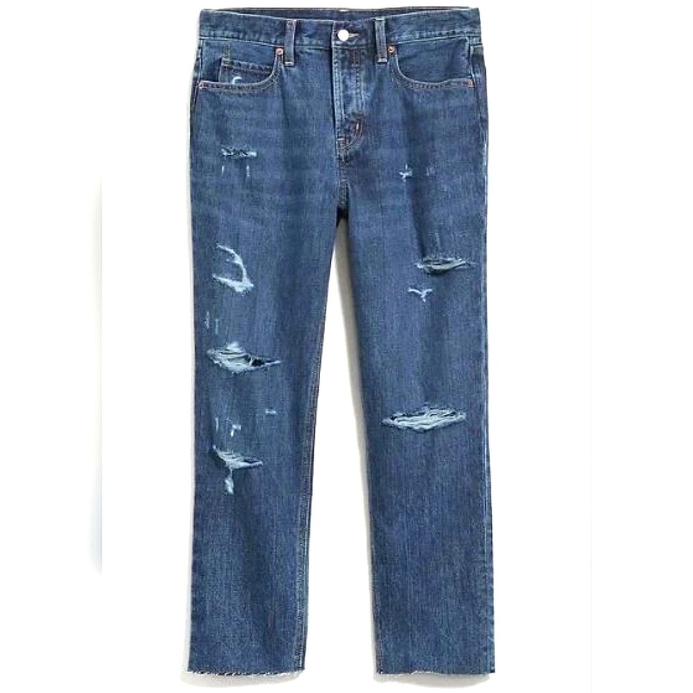NWOT Old Navy High-Waisted Button-Fly Slouchy Straight Cropped Jeans Size 14 - Picture 4 of 15